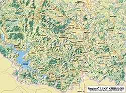 Mapa okresu Český Krumlov 
