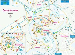 Mapa města Český Krumlov pro handicapované 