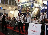 Prezentace Českého Krumlova na veletrhu v Mnichově, expozice České republiky, cimbálovka 